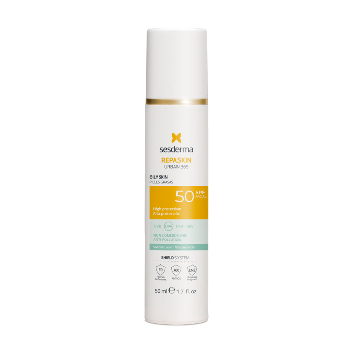 SESDERMA REPASKIN URBAN 365 APSAUGINĖ PRIEMONĖ SU SPF50 RIEBIAI ODAI, 50 ML