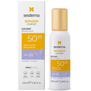 SESDERMA REPASKIN COMFORT APSAUGINĖ VEIDO DULKSNA NUO SAULĖS SU LEVANDŲ AROMATU SPF50, 100 ML